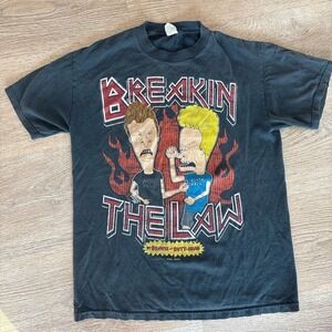 Vintage 90s Beavis & Butt-Head Breakin the Law MTV Cartoon T-Shirt Alstyle M